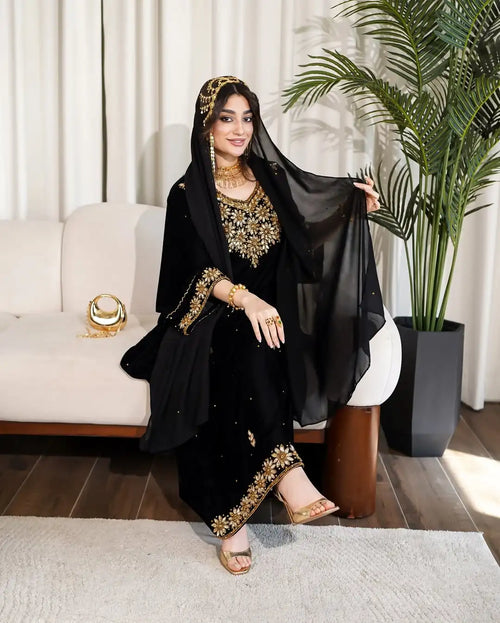 Dubai Panchulapa Embroidery Beaded Eco-Friendly Contrast Color Evening Partywear Straight Solid Satin Modest O-Neck Full Dress