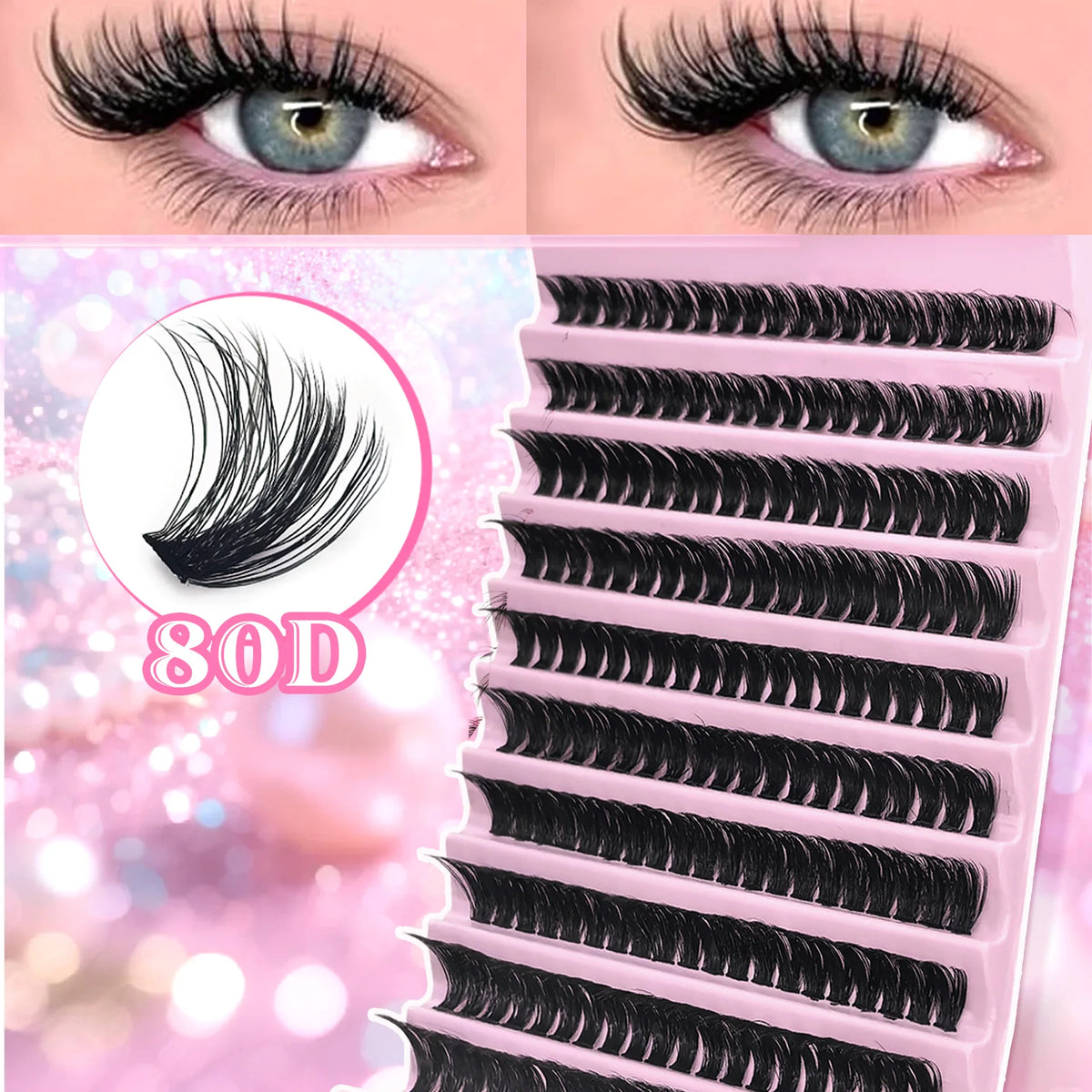 Fluffy 3D Cluster Lashes Super Matter Black Smoothest Mink 0.07mm Thickness Black Cotton Band Semi-Hand Made Eyelash Extension