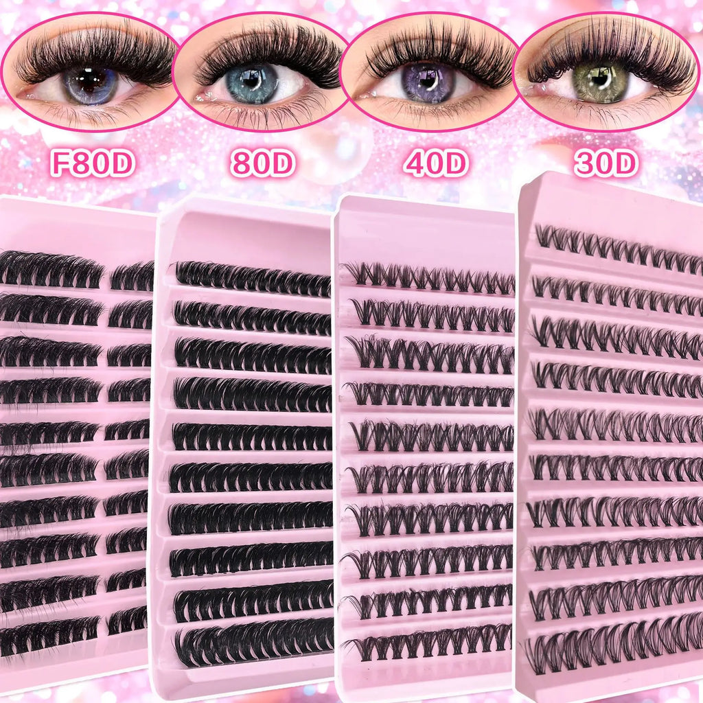 Fluffy 3D Cluster Lashes Super Matter Black Smoothest Mink 0.07mm Thickness Black Cotton Band Semi-Hand Made Eyelash Extension