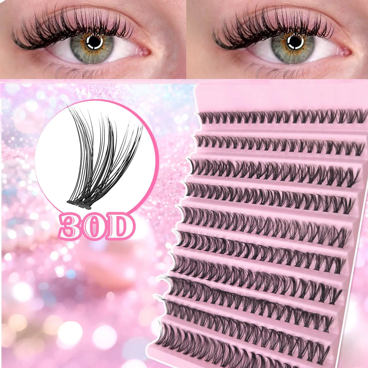 Fluffy 3D Cluster Lashes Super Matter Black Smoothest Mink 0.07mm Thickness Black Cotton Band Semi-Hand Made Eyelash Extension