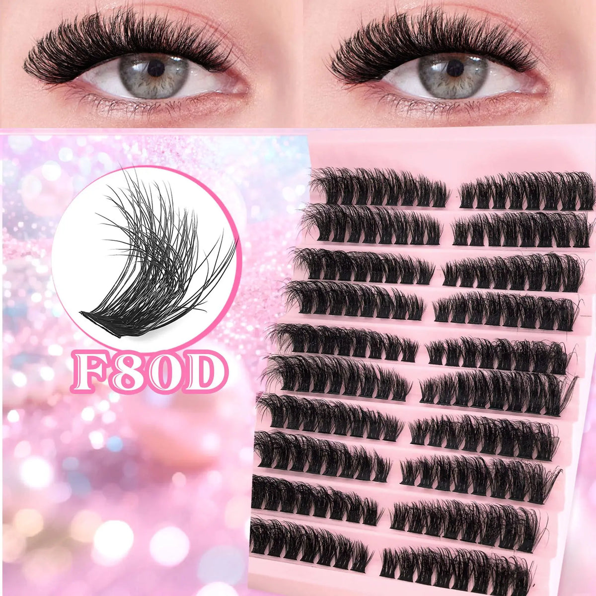 Fluffy 3D Cluster Lashes Super Matter Black Smoothest Mink 0.07mm Thickness Black Cotton Band Semi-Hand Made Eyelash Extension