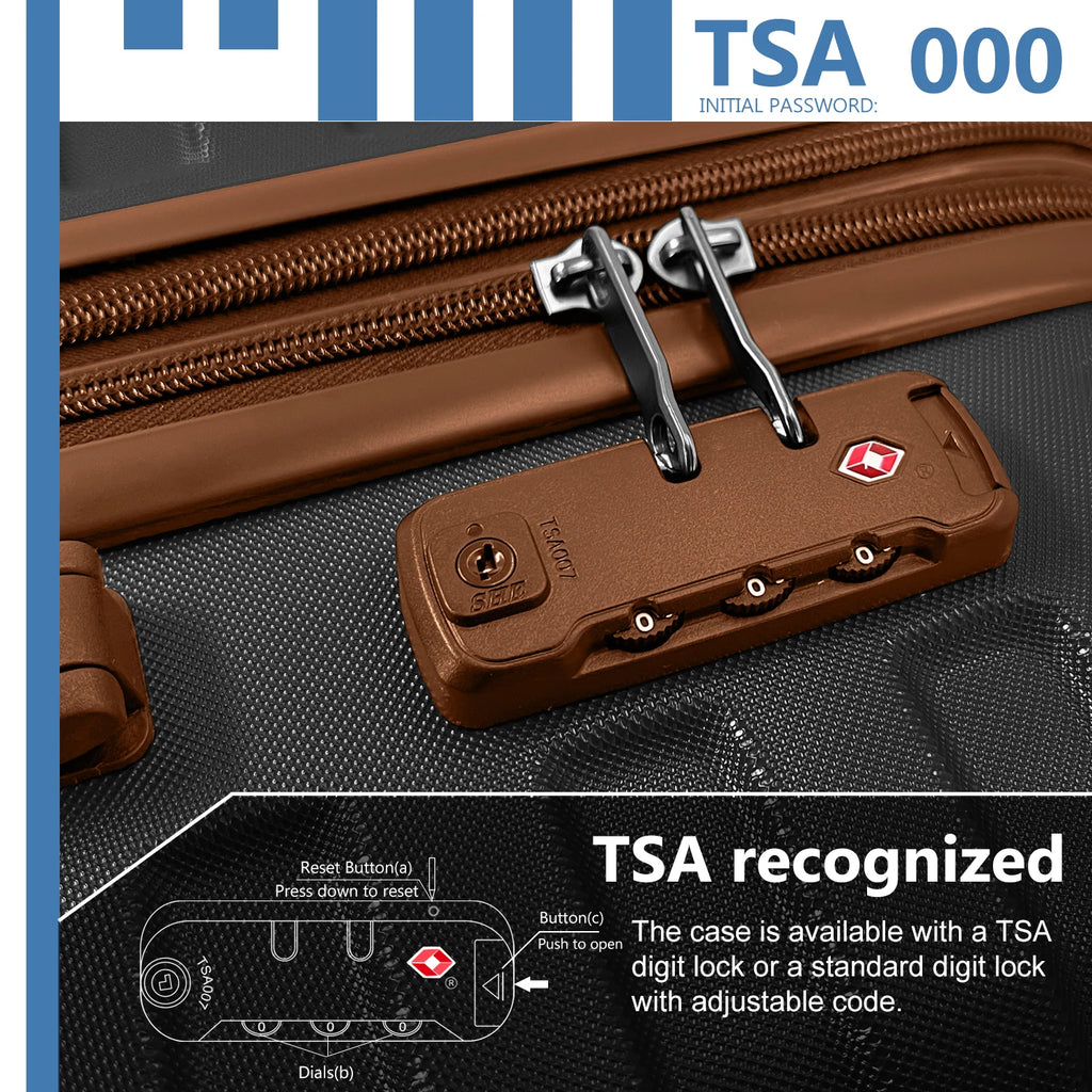 Elegant Black Design Luggage Set 6 Pcs ABS Hard Shell Suitcases with TSA Locks China Factory High Quality Products for Travel