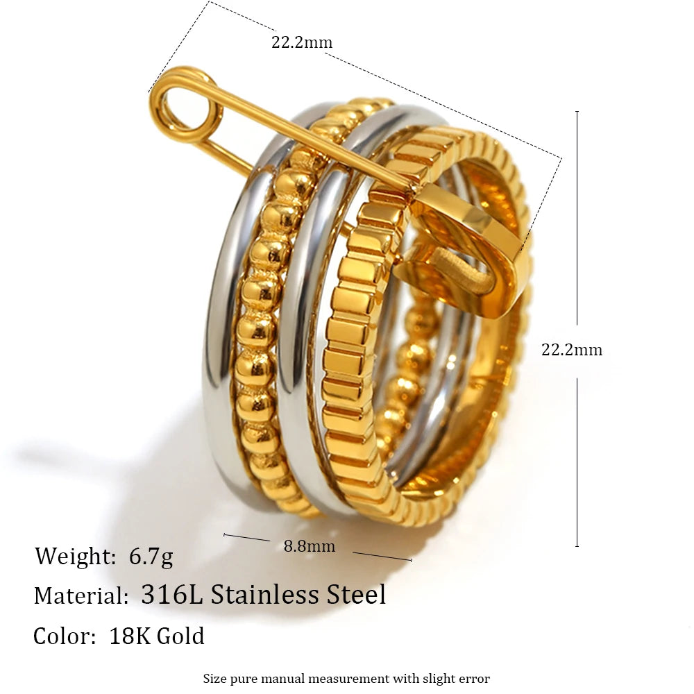 Dreamidea Gold Plated Stainless Steel Ring Set with Plain Bands and Crystal Accented Pieces Trendy Daily Wear Jewelry