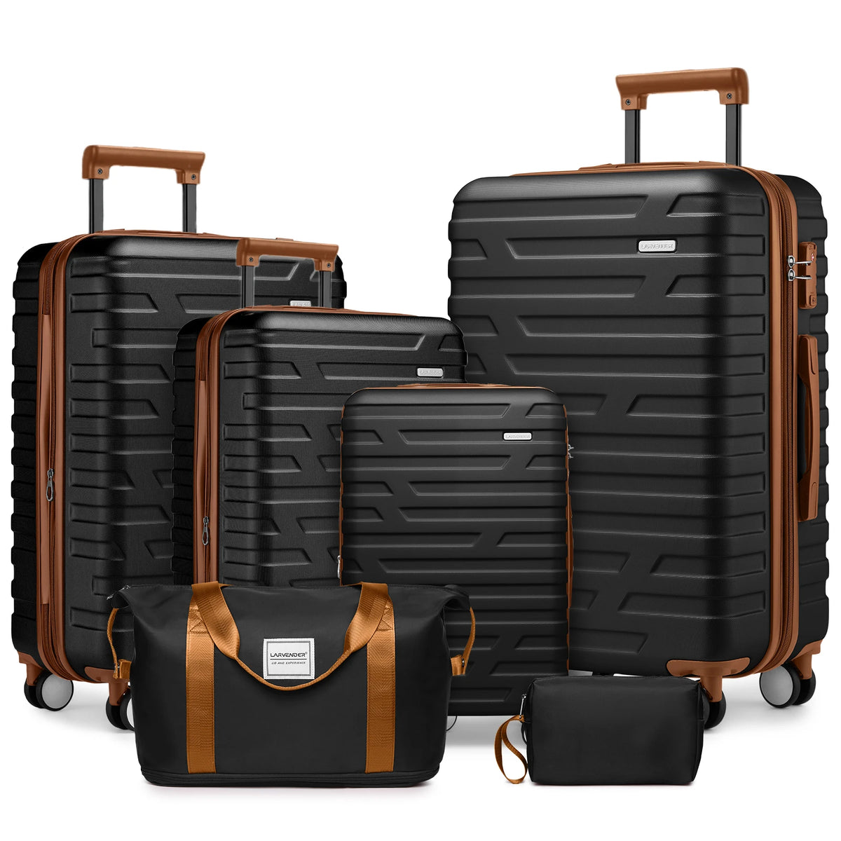 Elegant Black Design Luggage Set 6 Pcs ABS Hard Shell Suitcases with TSA Locks China Factory High Quality Products for Travel
