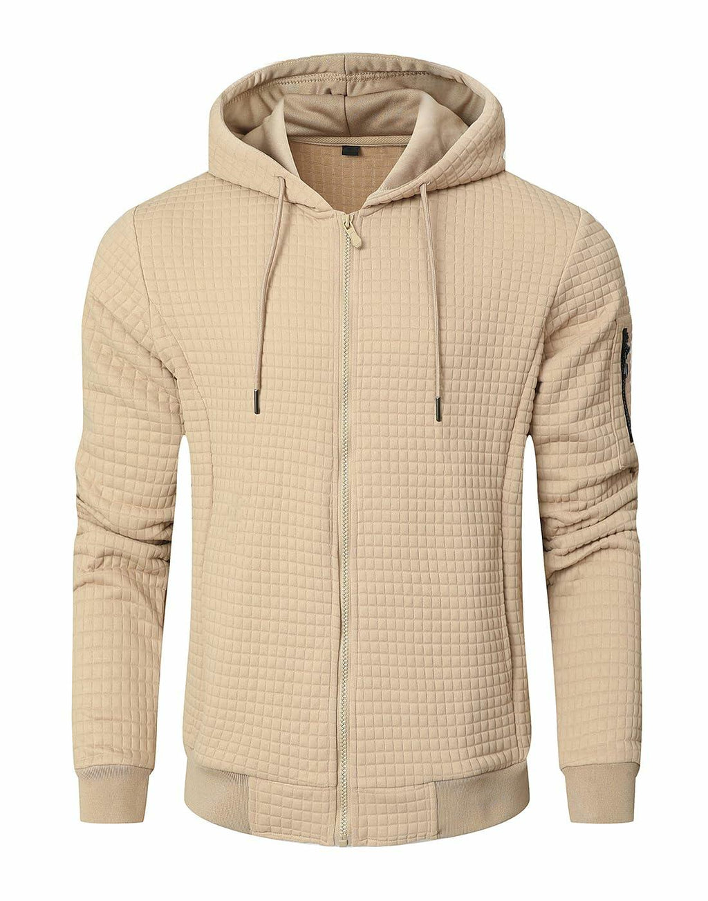 SAVKOOV Mens Lightweight Hoodie Full Zip Sweatshirt Casual Jacket Coat Khaki